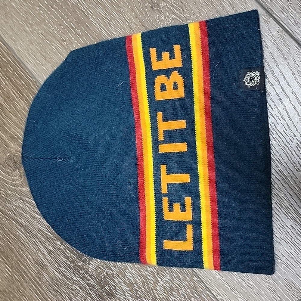 Green Beanie with 'Let It Be' Design